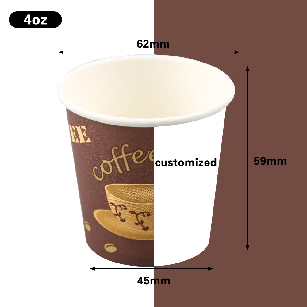 4 oz Custom Printed Compostable Paper Coffee Cups