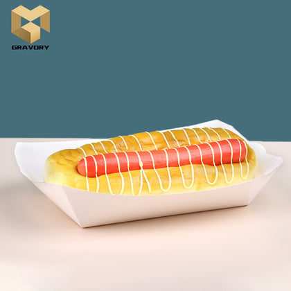 1# Snacks Boat Box Shape Kraft Paper Container For Fast Food Paper Tray