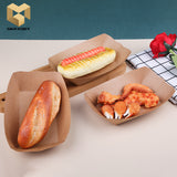 1# Snacks Boat Box Shape Kraft Paper Container For Fast Food Paper Tray