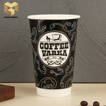 16 oz double wall coffee paper cups leakproof custom logo print samples