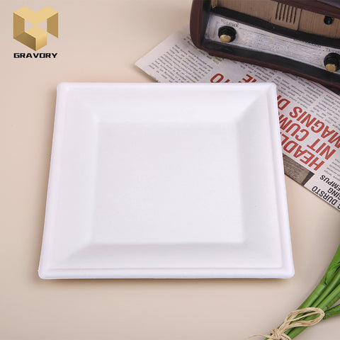 9 inch disposable take away sugarcane square bagasse plate
