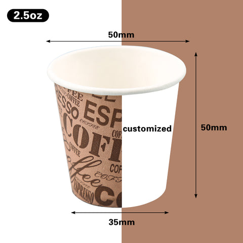 2.5 oz Custom printed hot drinking single wall reusable takeaway coffee cup