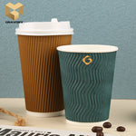 12oz disposable custom design printed ripple wall paper cups samples