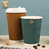 12oz disposable custom design printed ripple wall paper cups samples