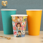7 oz single wall paper cups customized personalized PE coated samples