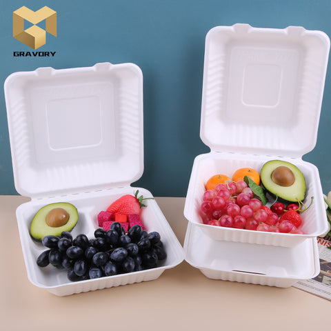 biodegradable takeaway compostable lock box bagasse food container sugarcane samples