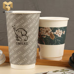 16 oz double wall coffee paper cups leakproof custom logo print samples