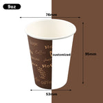 9 oz custom logo printed coffee / tea cups paper disposable samples